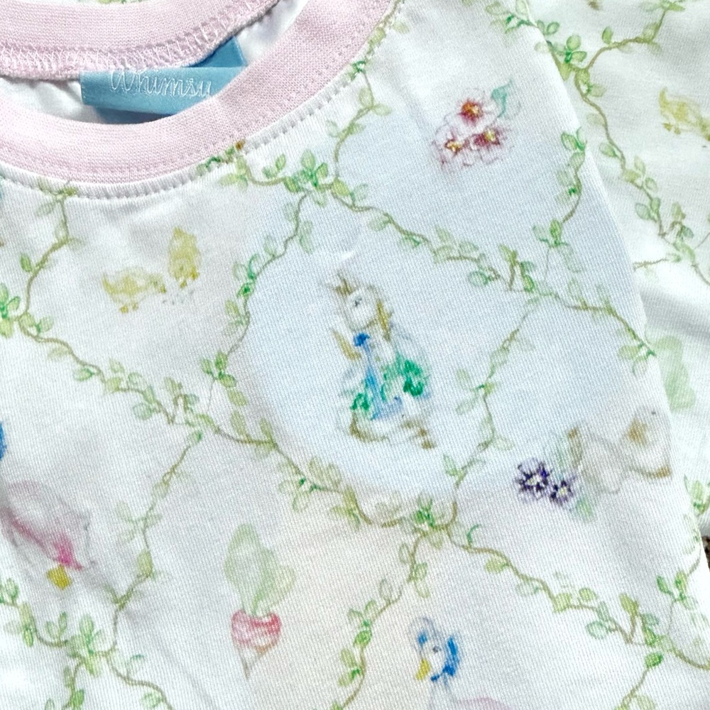 Classic Whimsy Easter Bunny Floral with Pastel Flowers Long Sleeve + Pant PJs - Picture 4 of 5